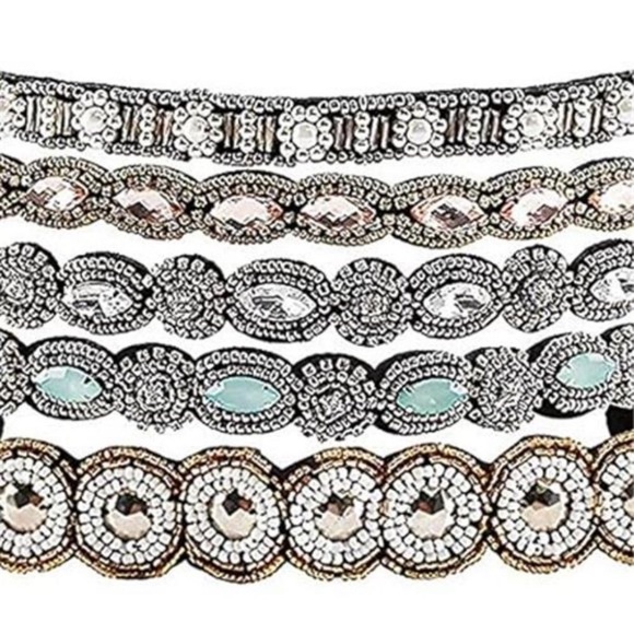 Rhinestone Beaded Elastic Headband, Fashionable Handmade Crystal Beaded Elastic - Picture 3 of 7